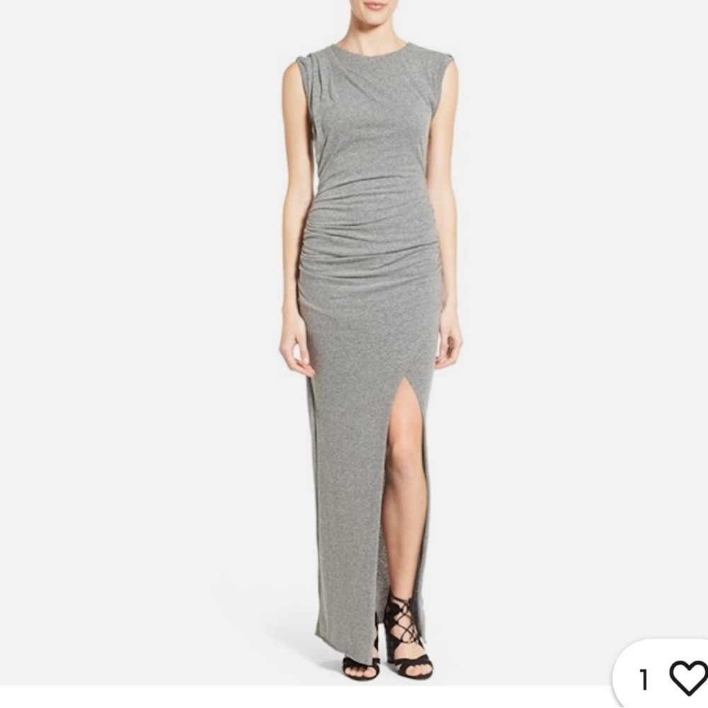 Pam & Gela Gray Maxi Dress with Slit